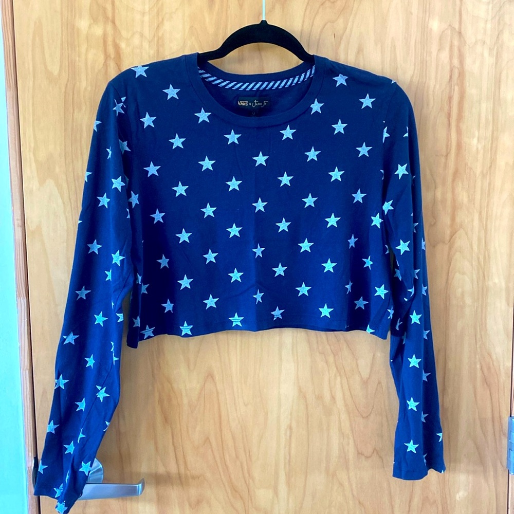 VANS x Jesse Jo L/S Star Crop, Medium, Navy Blue/White